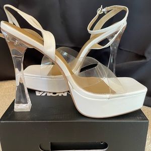 White/Clear Pumps-Size 11-Fashion Nova